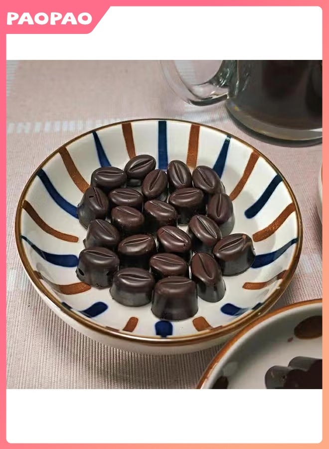 باو باو قطعتان من قوالب حبوب القهوة الصغيرة، قالب سيليكون للقهوة لصنع حلوى الهلام الصغيرة والحلويات الصلبة والجيلاتين والكركم المجمد الذهبية - Image 4